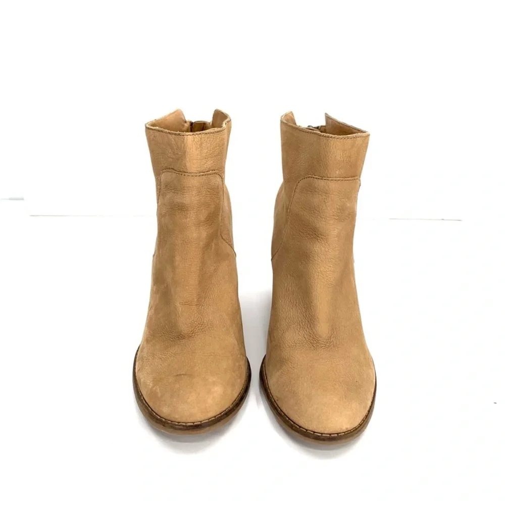 Lucky Brand Light Brown Suede Leather 4” Heel  Liesell Ankle Boot Size 9.5